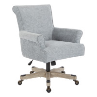 OSP Home Furnishings MEGSA-MC6 Megan Office Chair in Mist Fabric with Grey Wash Wood